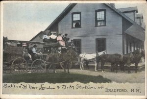 BRADFORD NH Sutton and New London Horses & Carriage c1910 Postcard