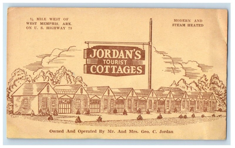 Jordan's Tourist Cottages West Memphis Arkansas AR Unposted Vintage Postcard 