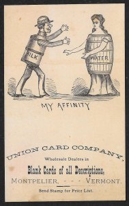 VICTORIAN TRADE CARD Union Card Co Man As Milk & Lady As Water My Affinity