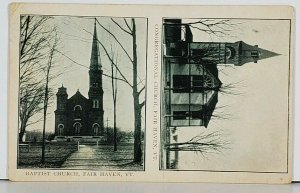 Fair Haven VT Split View Baptist Church and Congregational Church Postcard J19
