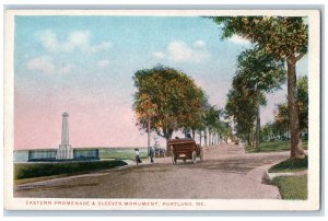 1925 Eastern Promenade & Cleeves Monument Portland Maine ME Vintage Postcard