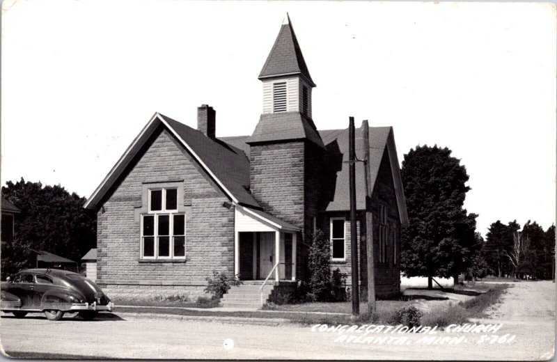 Real Photo Postcard Congregational Church in Atlanta, Michigan