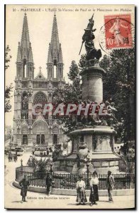 Postcard Old Marseille Church of St. Vincent de Paul and Monument Mobile