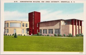Greenville SC Bob Jones University Administration Building Linen Postcard H45