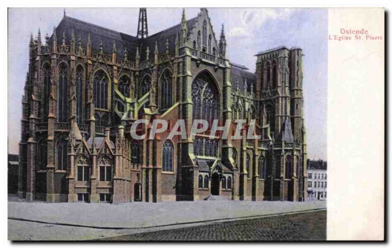 Old Postcard Ostend The Church St Pierre