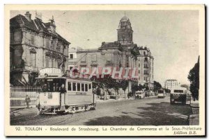 Postcard Old Tram Train Toulon Boulevard de Strasbourg Chamber of Commerce an...