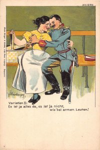 Love Romance Weinkoufol Art Lieutenant Hugging Woman Variation II postcard C356