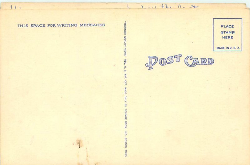 Ocean Park Maine Tanglewood and Fountain from Temple Linen Postcard Postmarked