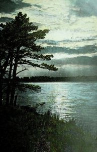 C.1900-10 Artillery Point Moonlight Lake George, NY Night Scene Postcard P90