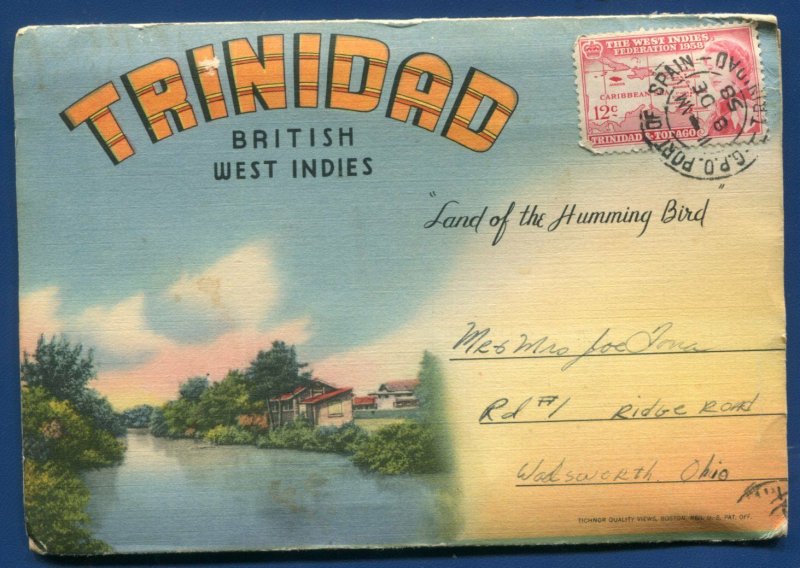 Trinidad British West Indies BWI Carnival Country Club linen Postcard Folder