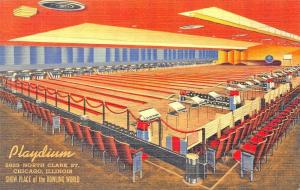 Chicago IL Playdium Bowling Alley, Curt Teich linen Postcard