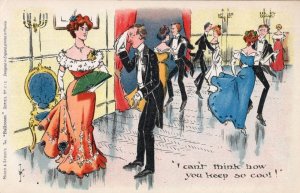 Misch & Stock The Ballroom Party Sweaty Man Dancing Antique Comic Postcard