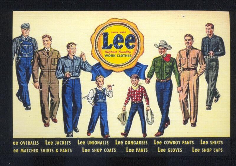 LEE WORK CLOTHES BLUE JEANS CLOTHING ADVERTISING POSTCARD