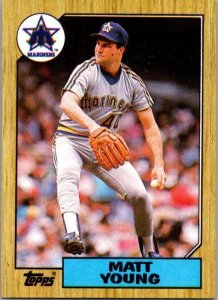 1987 Topps Baseball Card Matt Young Seattle Mariners sk3347