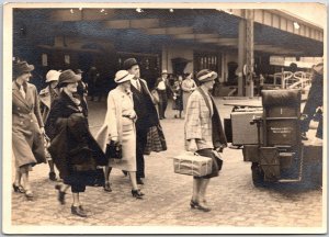 People Walking on Streets Scene at the Airport RPPC Real Photo Postcard