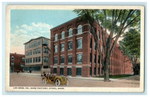 1918 Lee Bros Co. Shoe Factory Vintage Car Athol Massachusetts MA Postcard