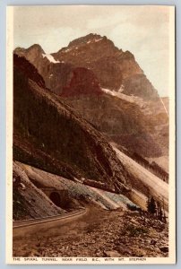 Spiral Tunnel Near Field British Columbia With Mt Stephen, Vintage Postcard