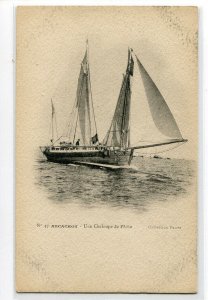 Chaloupe de Peche Fishing Sail Boat Archachon France 1905c postcard