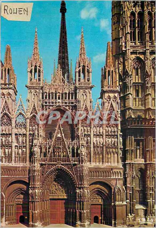 Modern Postcard Rouen Normandy France Images of the Facade of the Cathedral