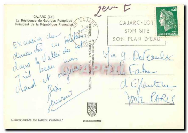 Modern Postcard Cajarc Lot Residence Georges Pompidou