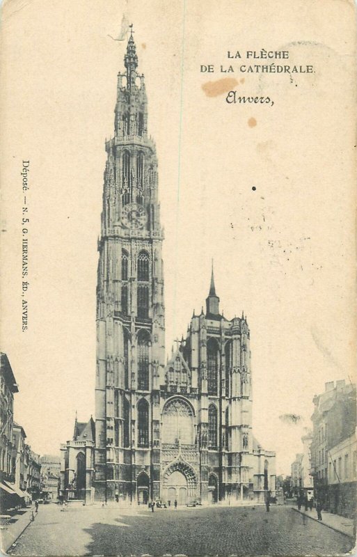 Postcard Belgium La fleche de la cathedrale Anvers