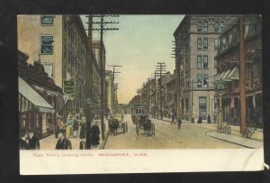 BRIDGEPORT CONNECTICUT CT. DOWNTOWN MAIN STREET SCENE VINTAGE POSTCARD