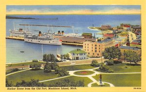 The Old Fort Harbor Scene - Mackinac Island, Michigan MI