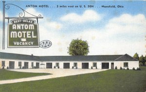 Mansfield Ohio 1950s Postcard Antom Motel on US30