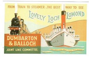 Train and Steamer, See Lovely Loch Lomond, Dumbarton & Balloch, Train Ship