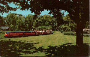 Postcard Miniature Train at Riverview Amusement Park in Chicago, Illinois