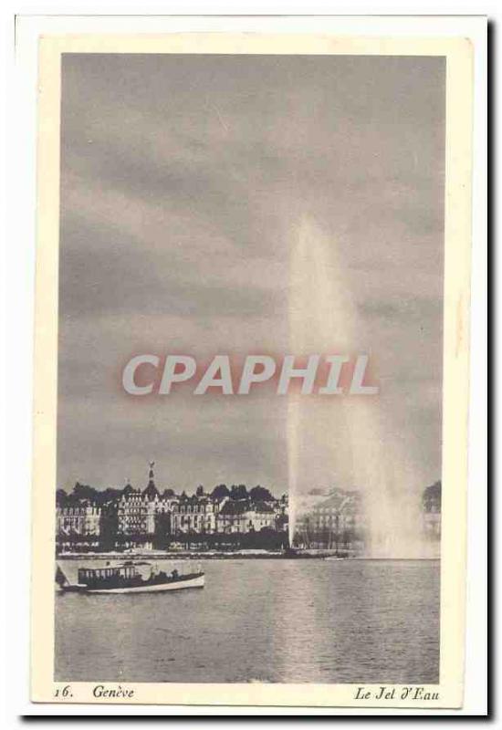  Switzerland Vintage Postcard Geneva the water jet