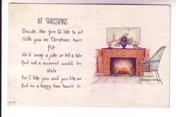 Chair Beside a Fireplace, At Christmas Poem