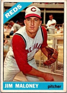 1966 Topps Baseball Card Jim Maloney Cincinnati Reds sk2006