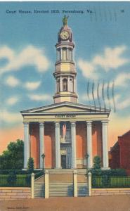 Court House erected 1835 - Petersburg VA, Virginia - pm 1955 - Linen