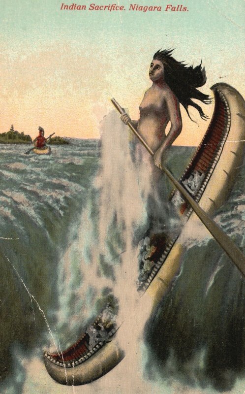Vintage Postcard 1910s Native American Sacrifice Maiden The Tribe Niagara Falls