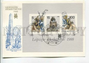 484244 EAST GERMANY GDR 1988 maximum card autumn fair in leipzig souvenir sheet