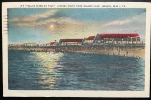 Vintage Postcard 1941 Seaside Park, Night, Virginia Beach, VA