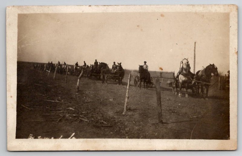 RPPC Farmers Men with their Horses and Wagons c1907 Postcard D28