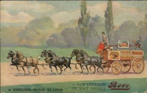 BEVO Soft Drink Soda Anheuser Busch Horse Wagon c1910 Postcard G19