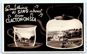 CLACTON-ON-SEA, Essex United Kingdom~ Teapot Street Scene & BEACH  1957 Postcard