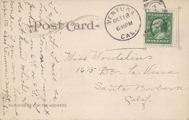 Bard Hospital, Ventura, California, Early Postcard, Used