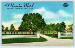 AMES, Iowa IA ~ Roadside EL RANCHO MOTEL ca 1940s Linen Story County  Postcard