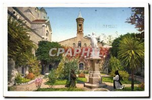 Old Postcard Ile St Honorat garden of the Virgin in the center of the old Clo...