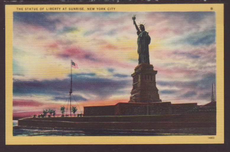 Sunrise,Statue of Liberty,New York,NY Postcard 