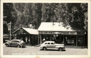 Rte 40 California Baxters Wstore Cars Gas Station Adv Signs RPPC Placer Cnty