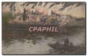 Old Postcard Creil The allemends torch the island