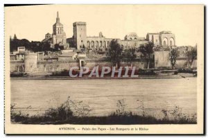 Old Postcard Avignon Palace of the Popes and Rhone Les Remparts