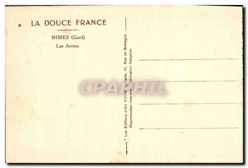 Old Postcard Nimes Gard Les Arenes