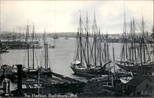 Baltimore Maryland The Harbor Tall Ships Schooners c1900-20s Vintage Postcard