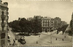 spain, VALENCIA, Gran Via del Marques del Turia, Av. José Antonio, Tram (1940s)